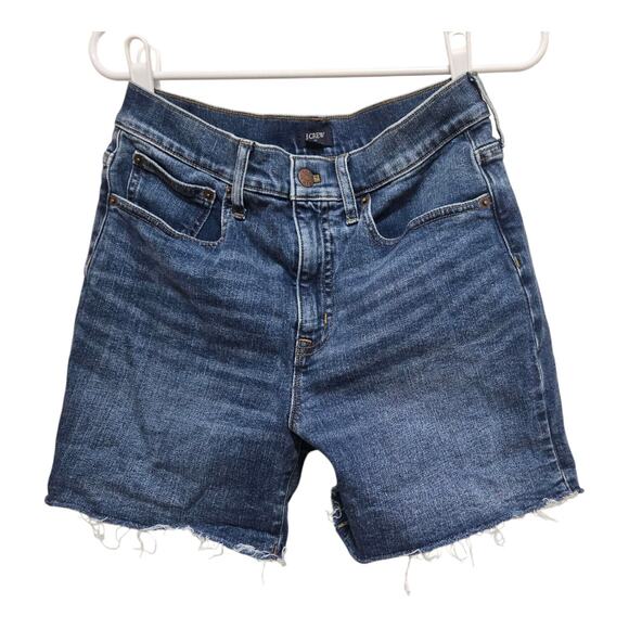 J crew factory shorts womens size 27 blue classic denim frayed hem shorts - Picture 1 of 11